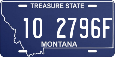 MT license plate 102796F