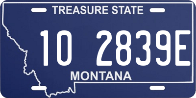 MT license plate 102839E