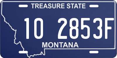 MT license plate 102853F