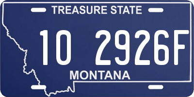 MT license plate 102926F