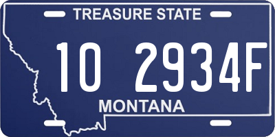 MT license plate 102934F