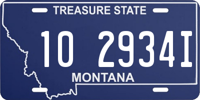 MT license plate 102934I