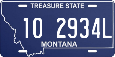 MT license plate 102934L