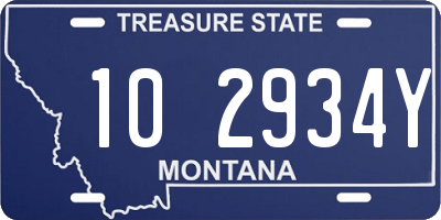 MT license plate 102934Y