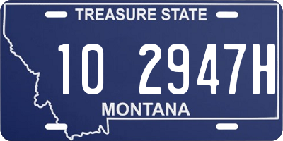 MT license plate 102947H