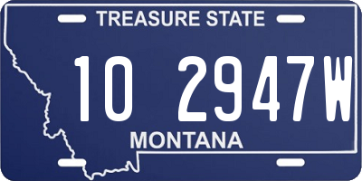 MT license plate 102947W