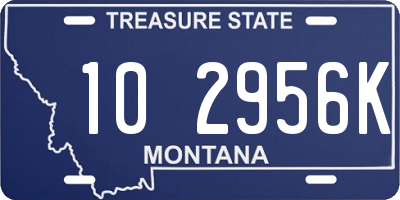 MT license plate 102956K