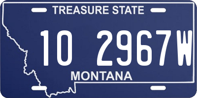 MT license plate 102967W