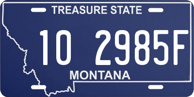 MT license plate 102985F