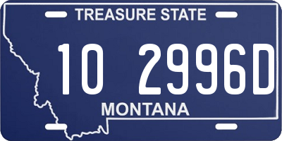 MT license plate 102996D