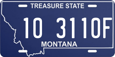 MT license plate 103110F