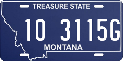 MT license plate 103115G