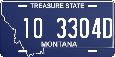 MT license plate 103304D