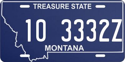 MT license plate 103332Z