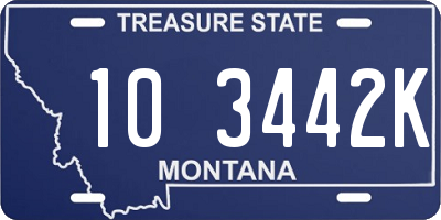 MT license plate 103442K