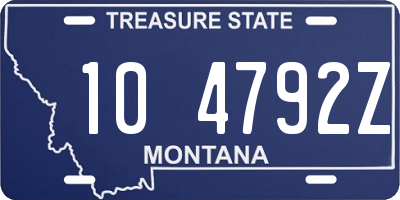 MT license plate 104792Z