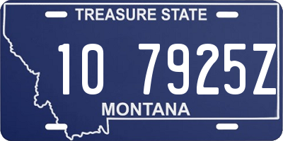 MT license plate 107925Z