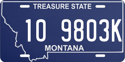 MT license plate 109803K