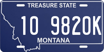 MT license plate 109820K