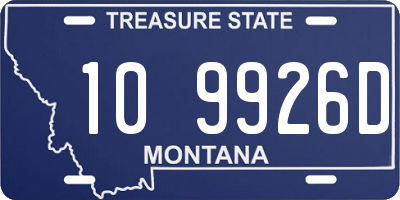 MT license plate 109926D