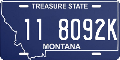 MT license plate 118092K