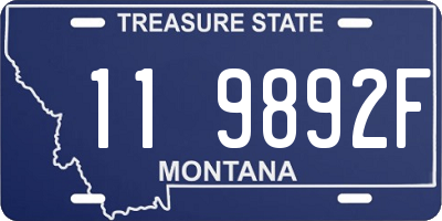 MT license plate 119892F