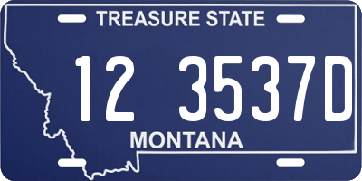 MT license plate 123537D