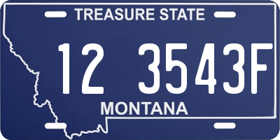 MT license plate 123543F