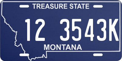 MT license plate 123543K