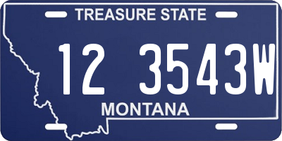 MT license plate 123543W