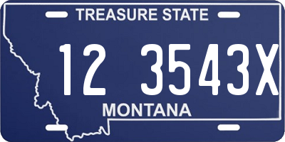 MT license plate 123543X
