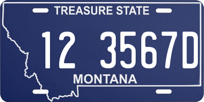 MT license plate 123567D