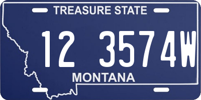 MT license plate 123574W