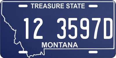 MT license plate 123597D
