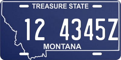 MT license plate 124345Z