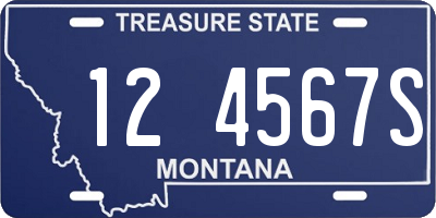 MT license plate 124567S