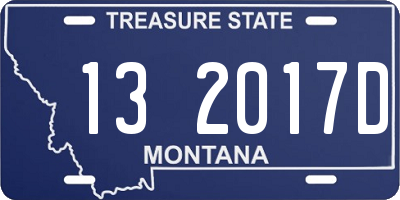MT license plate 132017D