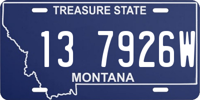 MT license plate 137926W