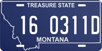 MT license plate 160311D