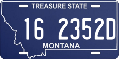 MT license plate 162352D