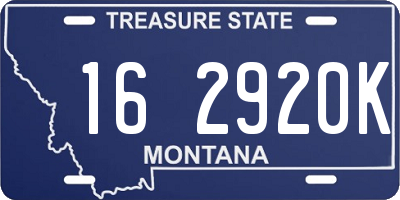 MT license plate 162920K