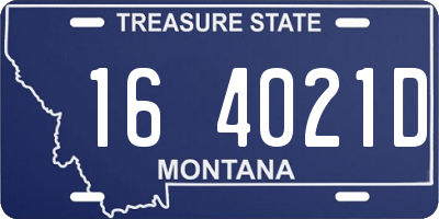 MT license plate 164021D