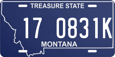 MT license plate 170831K