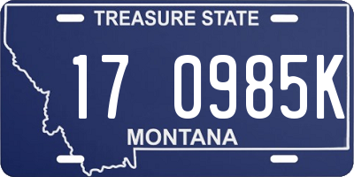 MT license plate 170985K