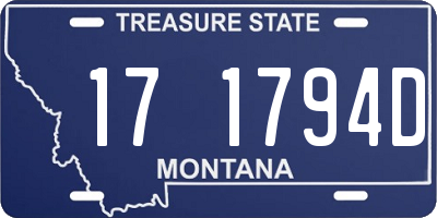 MT license plate 171794D