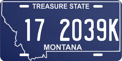 MT license plate 172039K