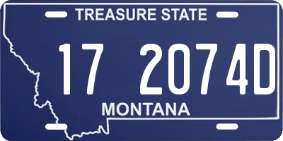 MT license plate 172074D