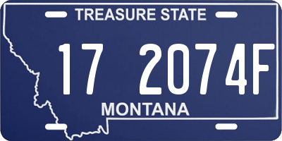 MT license plate 172074F
