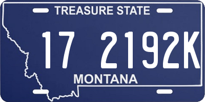 MT license plate 172192K
