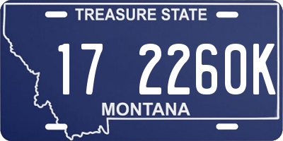 MT license plate 172260K